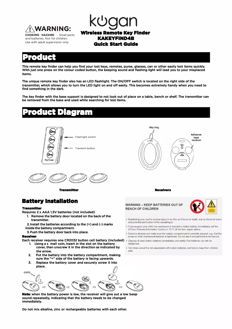 Page 1 of the manual User Manual Kogan KAKEYFIND4B