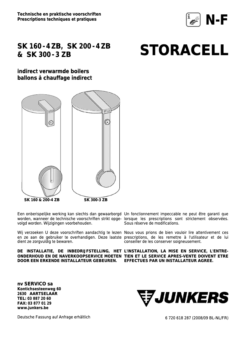 Page 1 of the manual User Manual Junkers SK 200-4 ZB