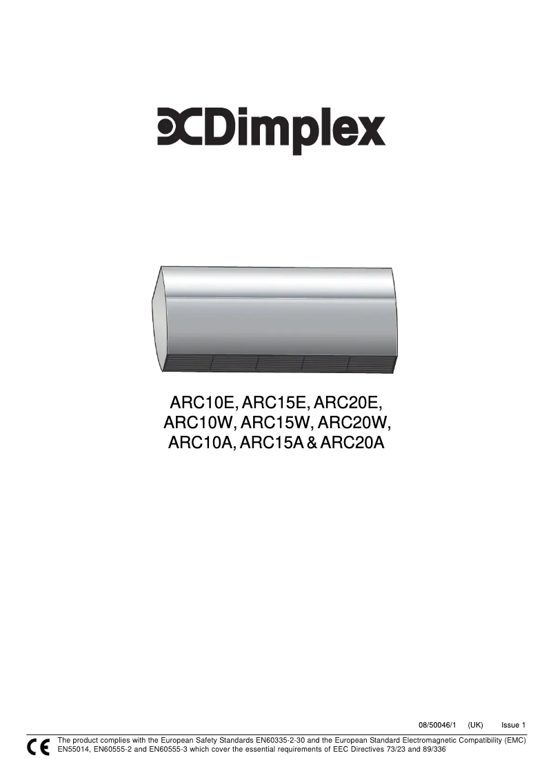Page 1 of the manual User Manual Dimplex ARC10E
