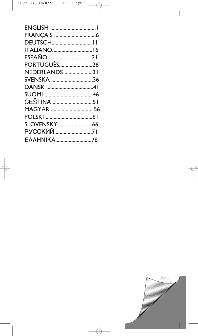 First page image of the manual for ROC250