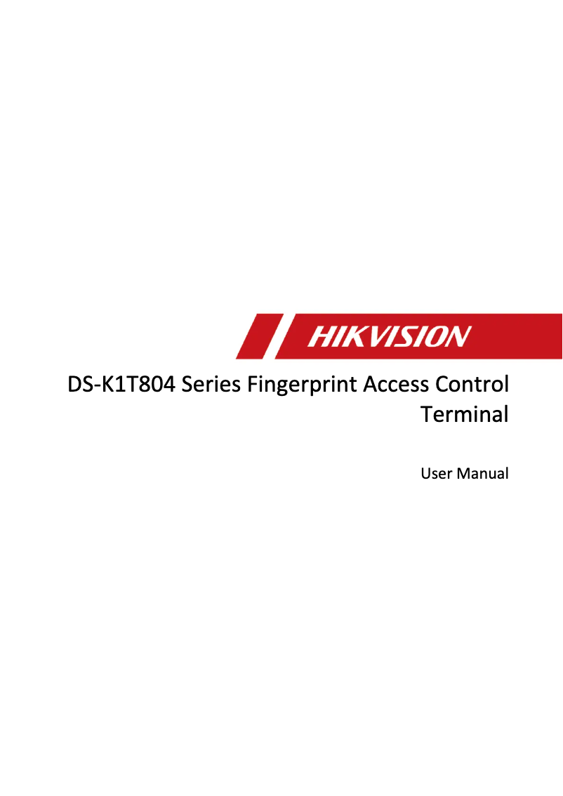 First page image of the manual for DS-K1T804BF