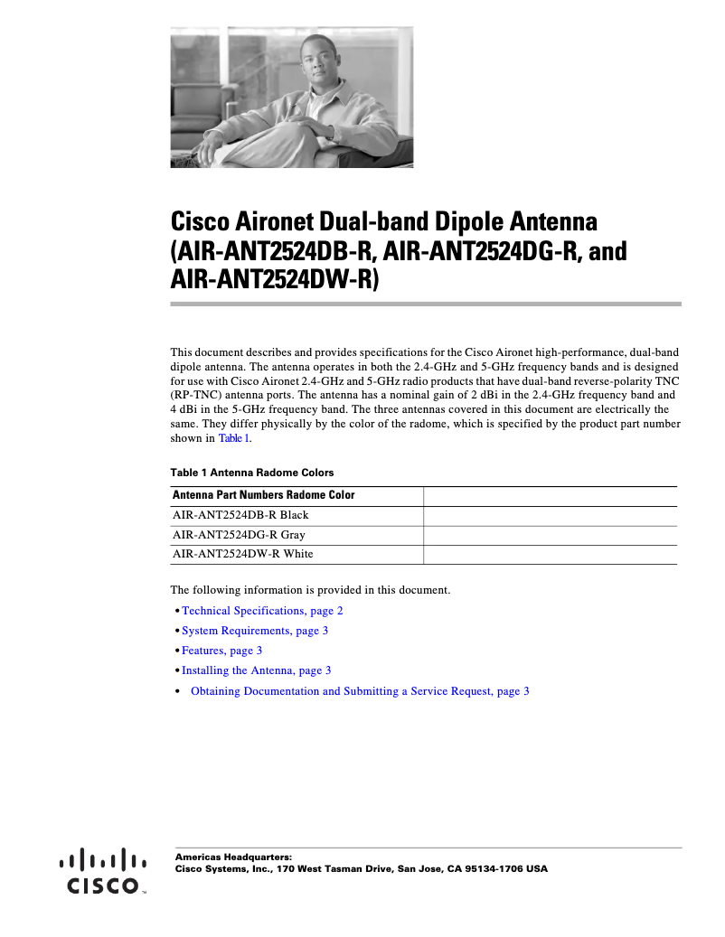 Page 1 of the manual User Manual Cisco AIR-ANT2524DB-R=