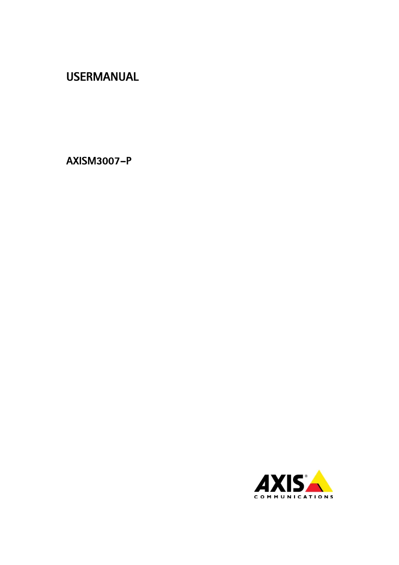 Page 1 of the manual User Manual Axis M3007