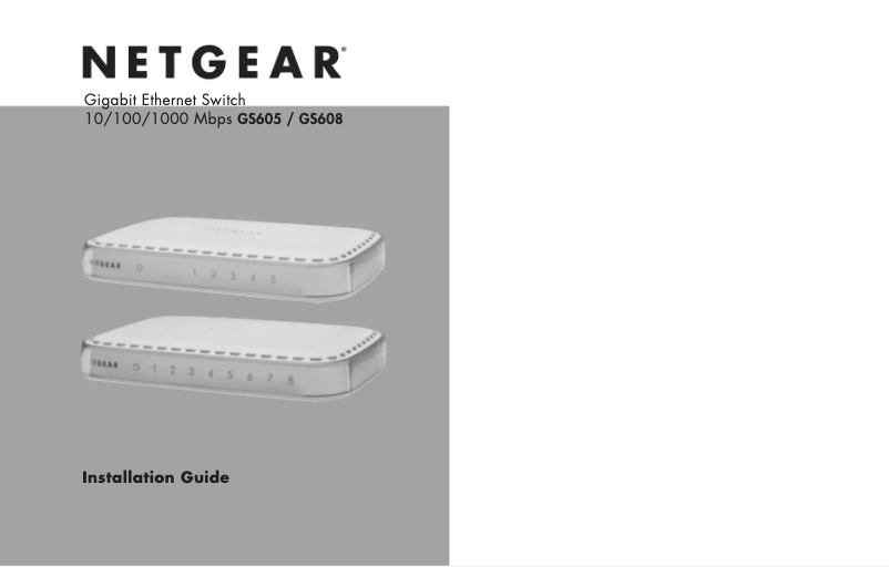 Page 1 of the manual Installation Guide Netgear GS608