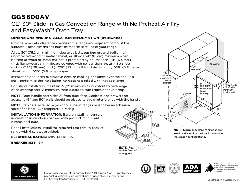 First page image of the manual for GGS600AVES