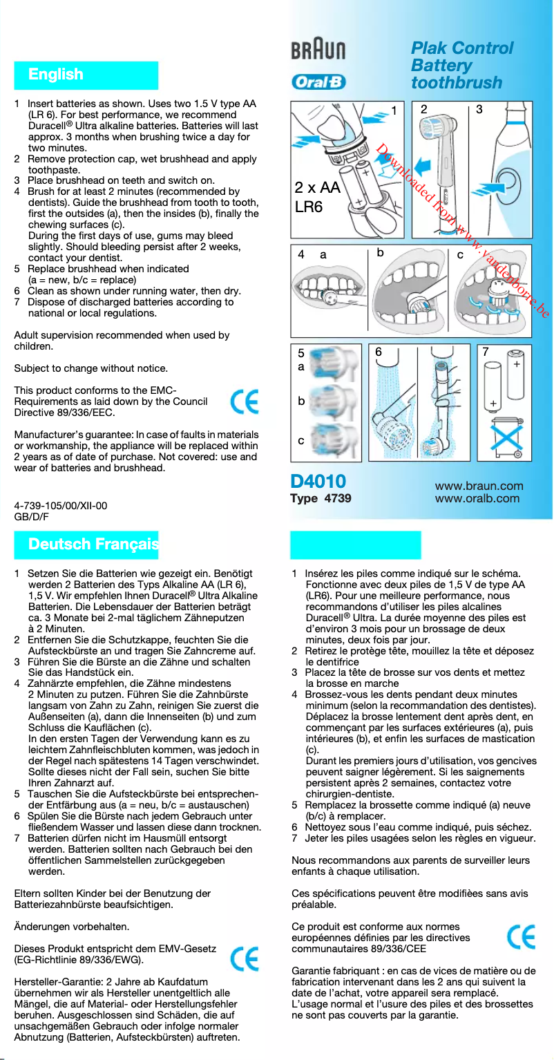 Page 1 of the manual User Manual Oral-B Advance Power D4010