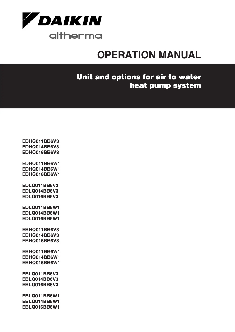 Page 1 of the manual User Manual Daikin Altherma EDHQ014BB6V3