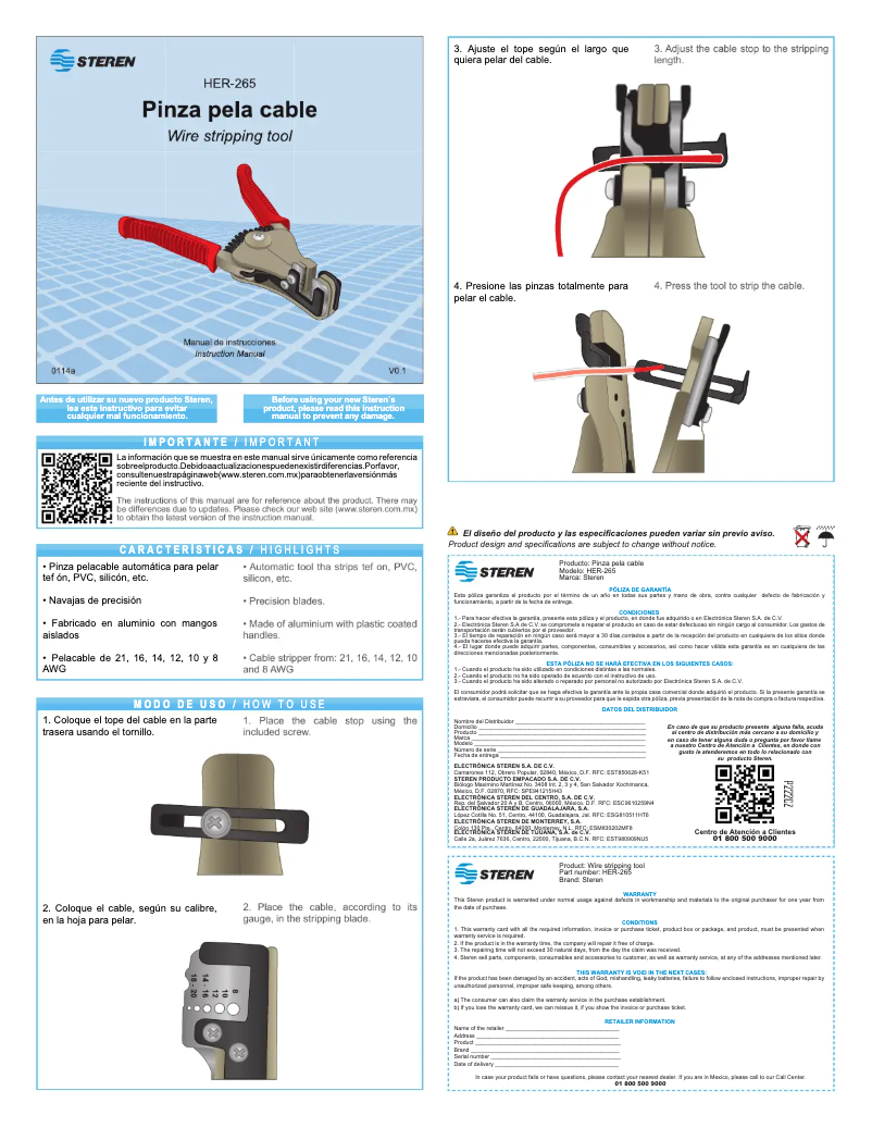 First page image of the manual for HER-265