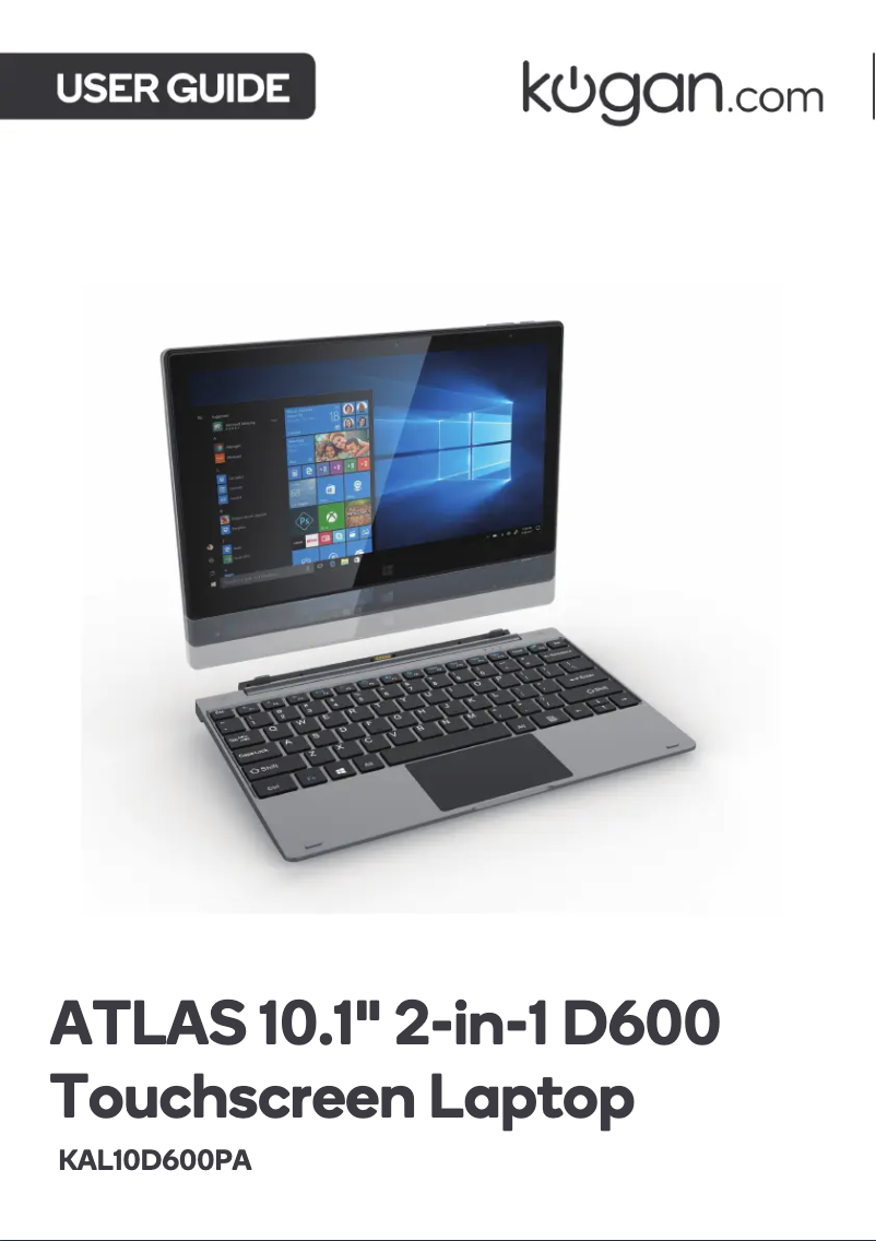 First page image of the manual for ATLAS 10.1" 2-in-1 D600