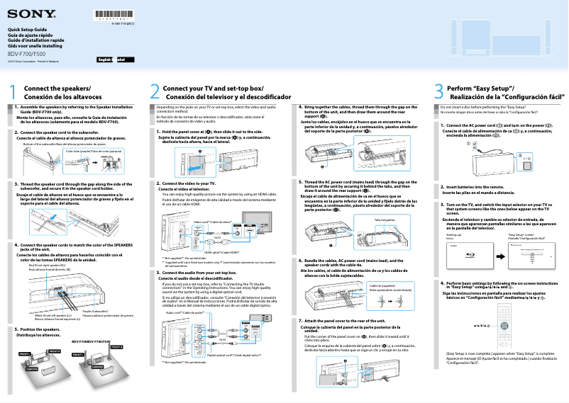 First page image of the manual for BDV-F700