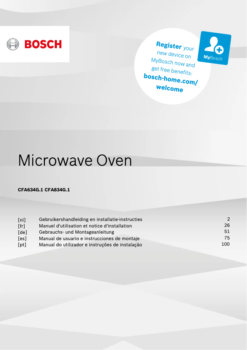 First page image of the manual for CFA834GC1