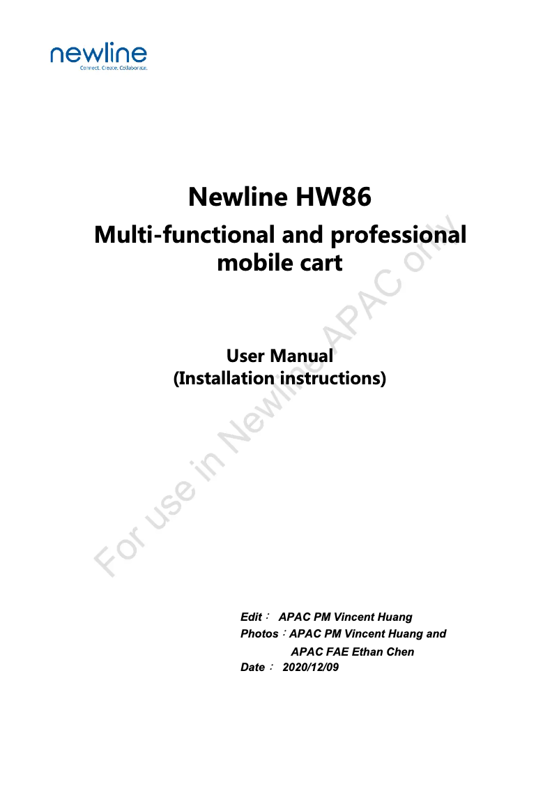 First page image of the manual for WH3310