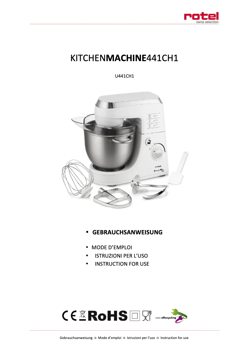 Page 1 of the manual User Manual Rotel U441CH1