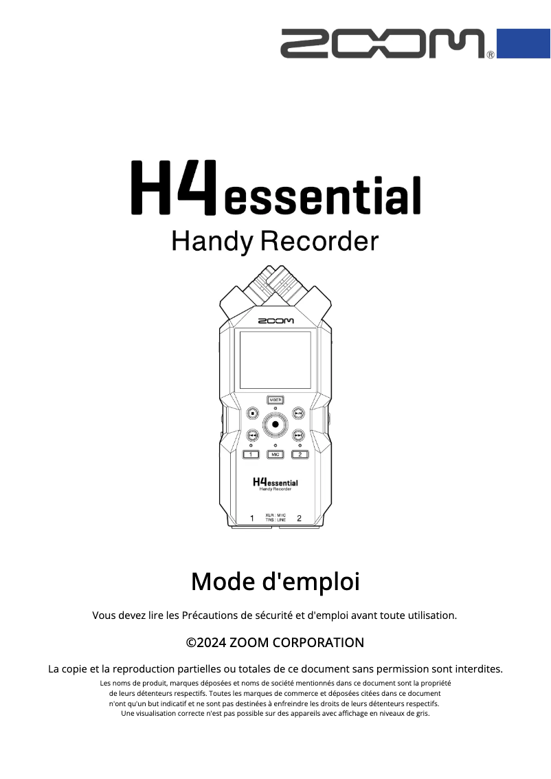 First page image of the manual for H4 Essential