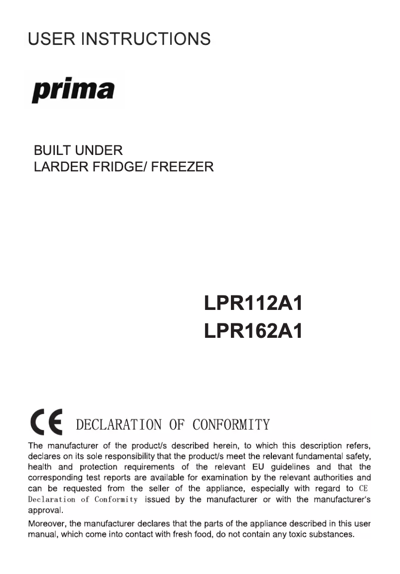Page 1 of the manual User Manual Prima LPR112A1