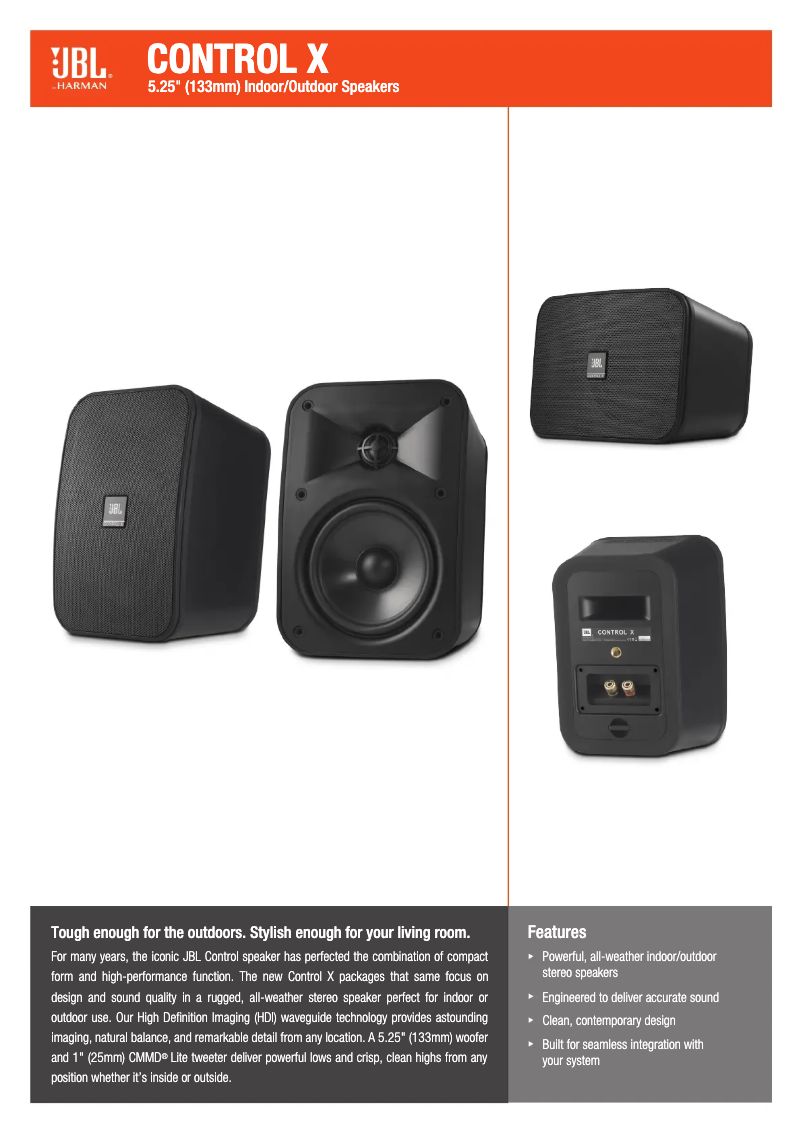 Page 1 of the manual Technical Sheet JBL Control X
