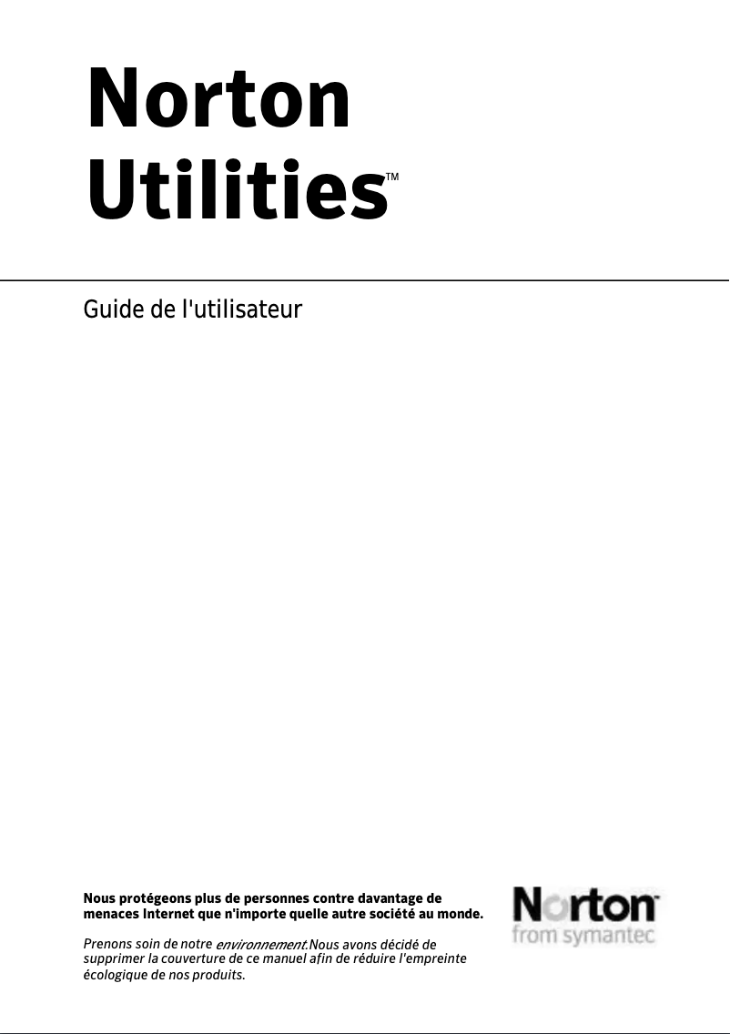 First page image of the manual for Norton Utilities