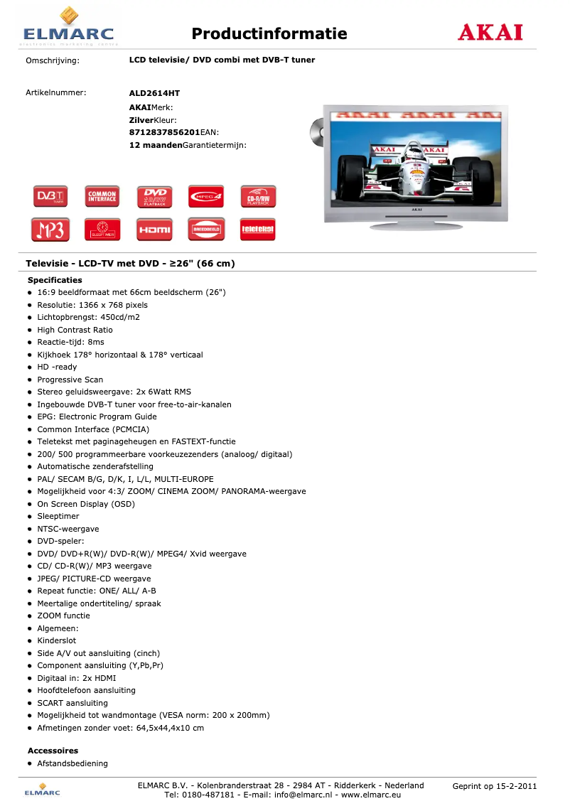 First page image of the manual for ALD2614HT