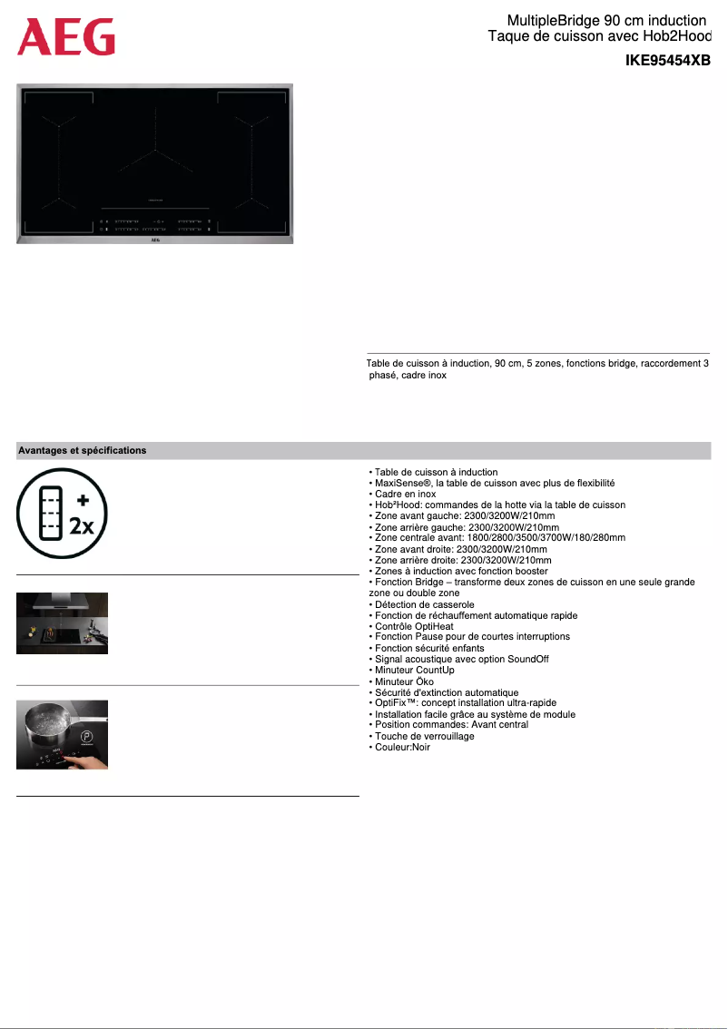 Page 1 of the manual Technical Sheet AEG IKE95454XB