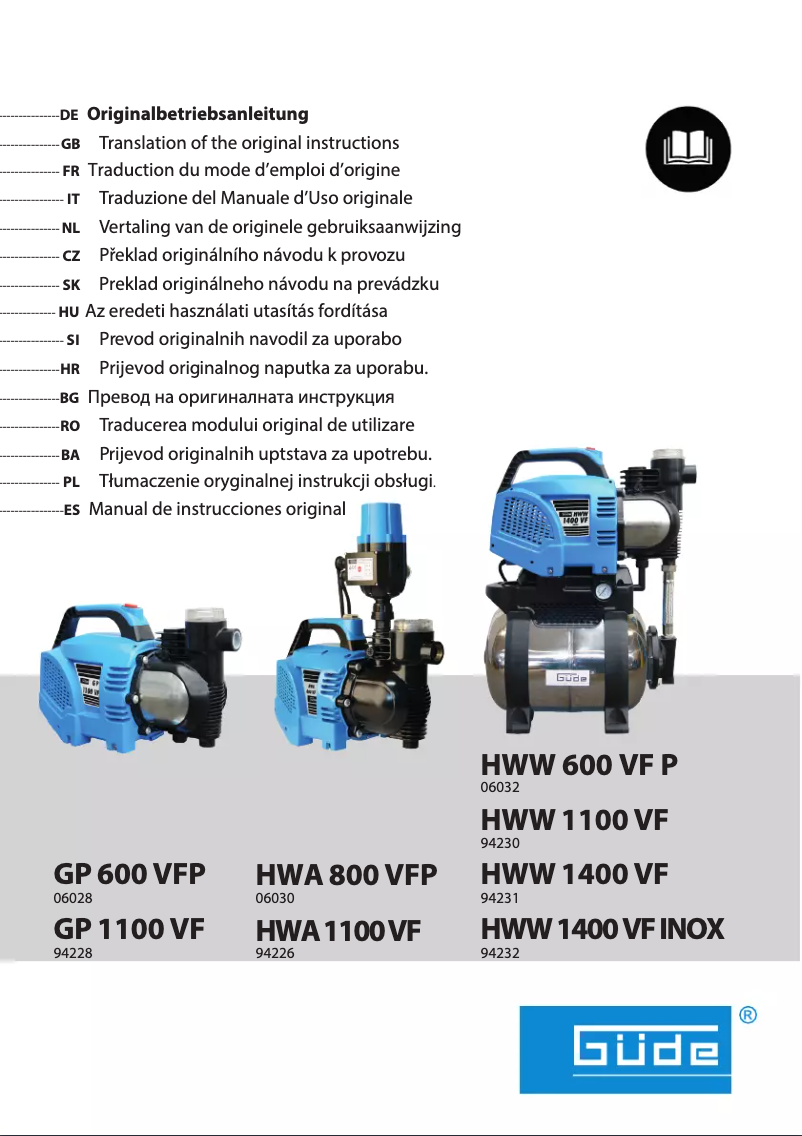 Page 1 of the manual User Manual Güde HWW 600 VF