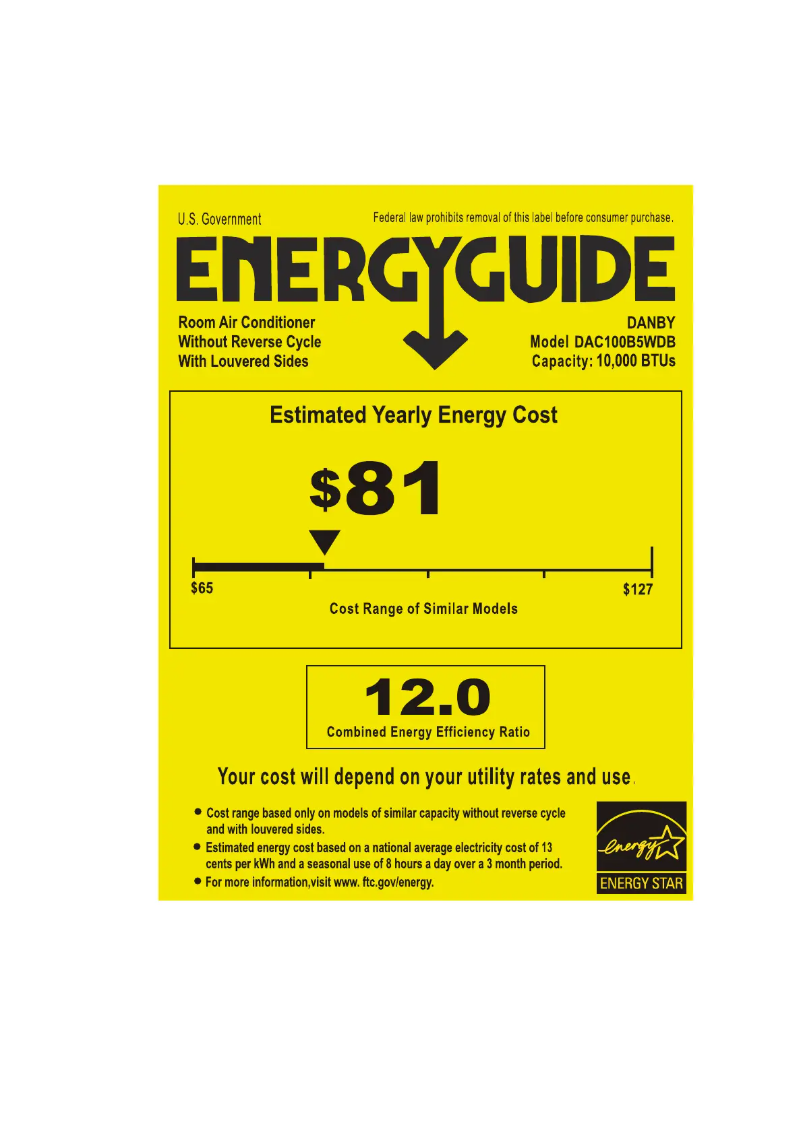 Page 1 of the manual Energy Label Danby DAC100B5WDB