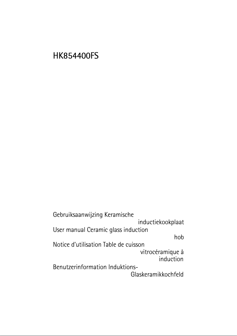 First page image of the manual for HK854400FS