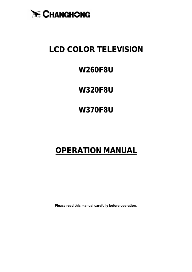 Page 1 of the manual User Manual Changhong W260F8U