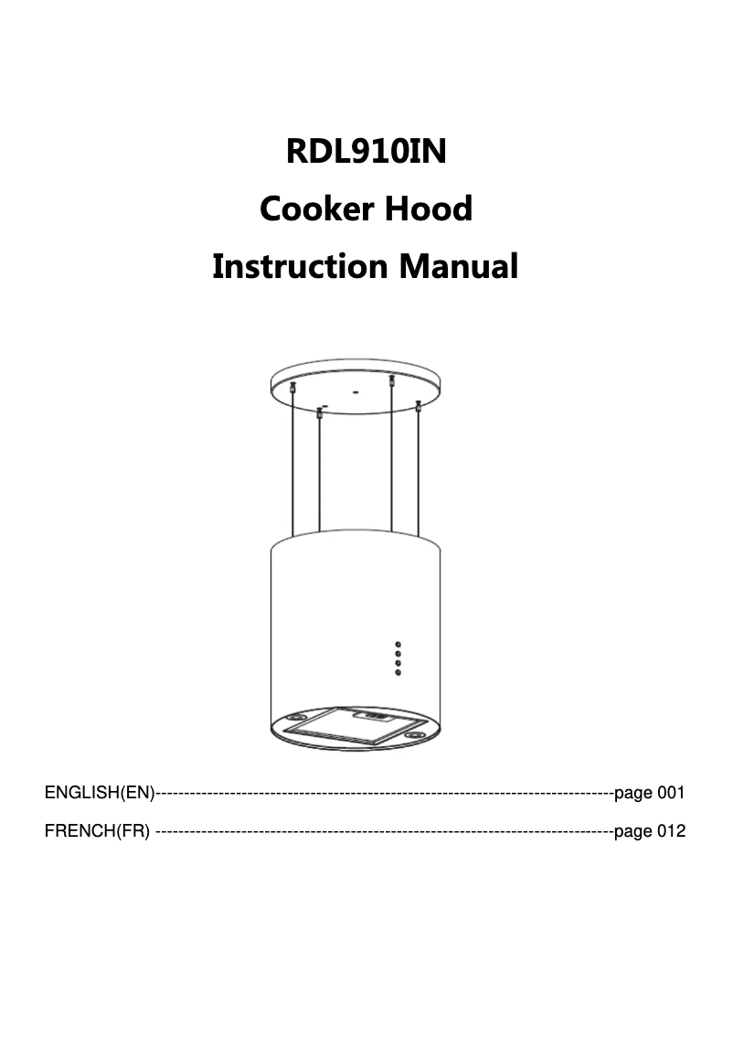 First page image of the manual for RDL910/1IN