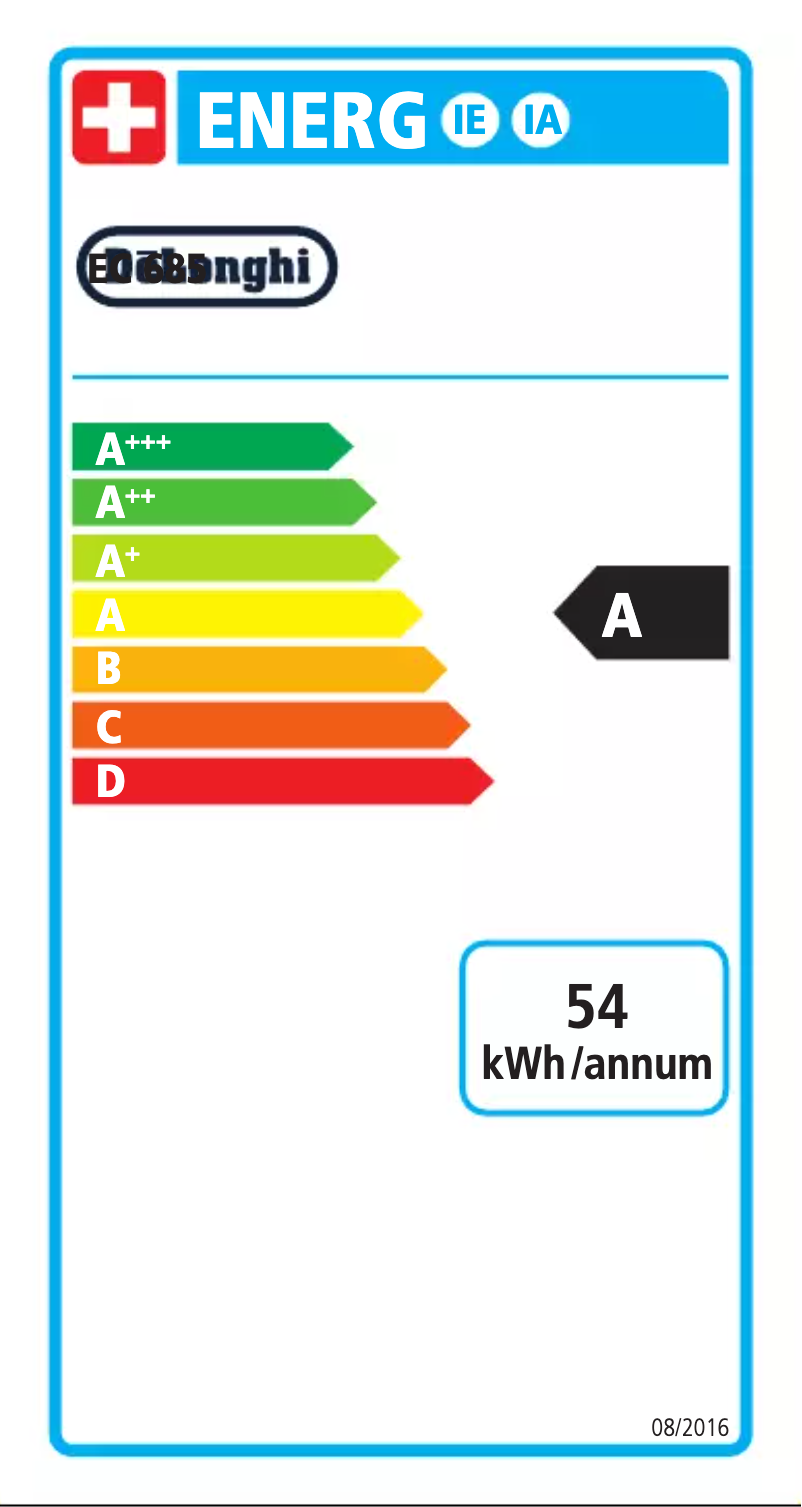 Page 1 of the manual Energy Label DeLonghi Dedica Style EC685