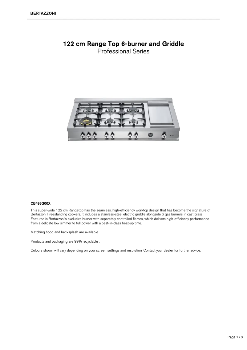 First page image of the manual for CB486G00X