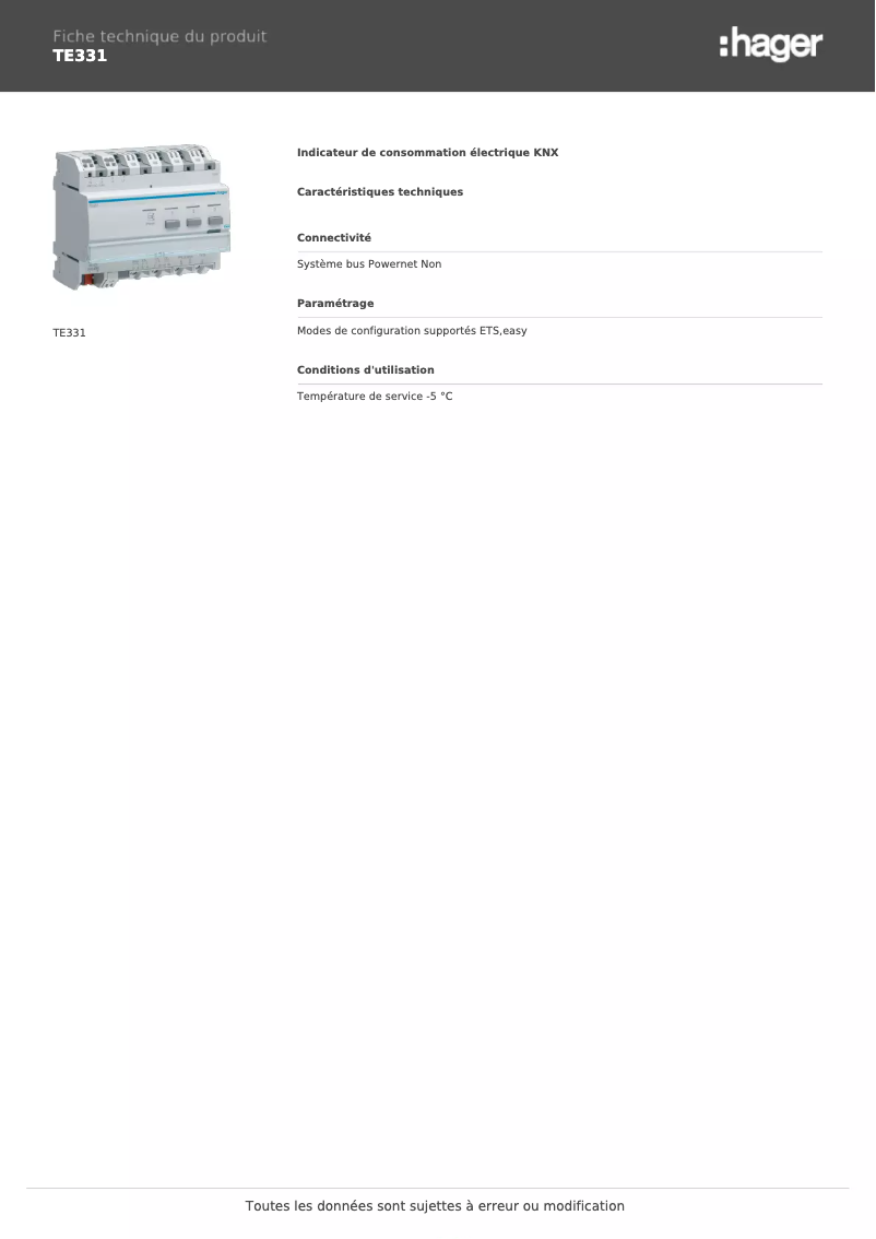 First page image of the manual for TE331