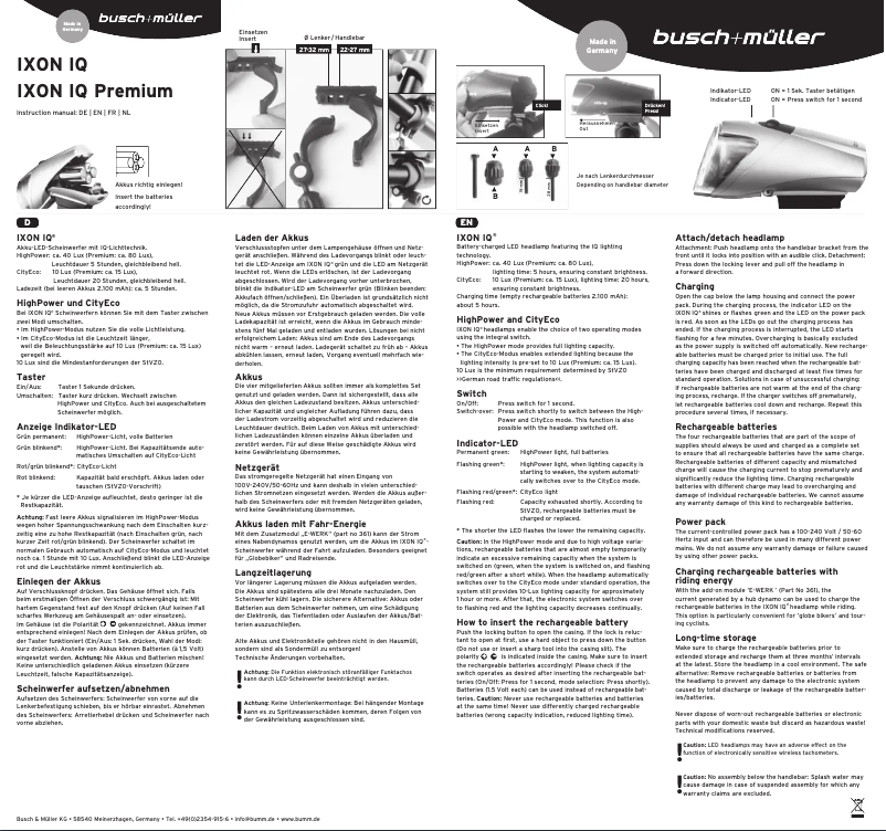 First page image of the manual for IXON IQ Premium