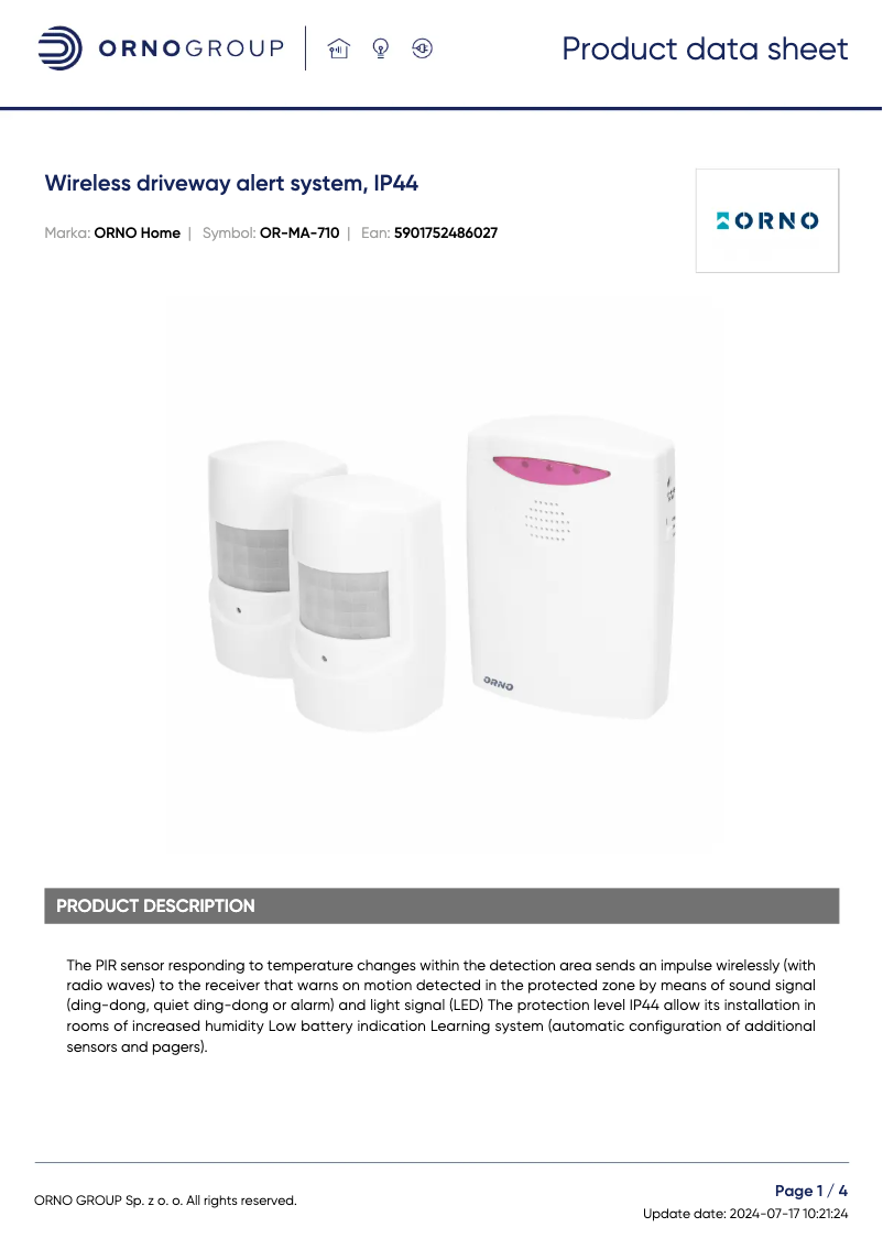 Image de la première page du manuel de l'appareil OR-MA-710