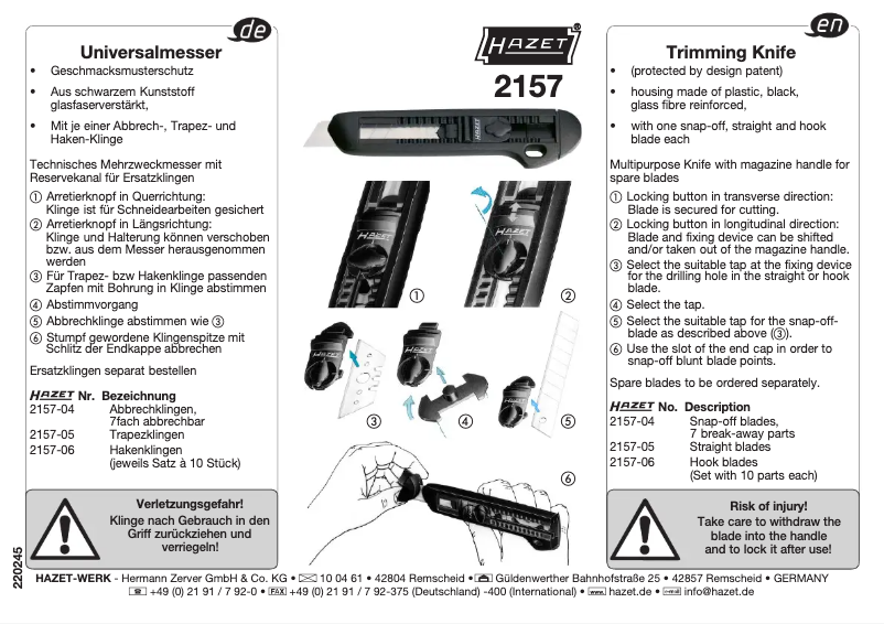 First page image of the manual for 2157