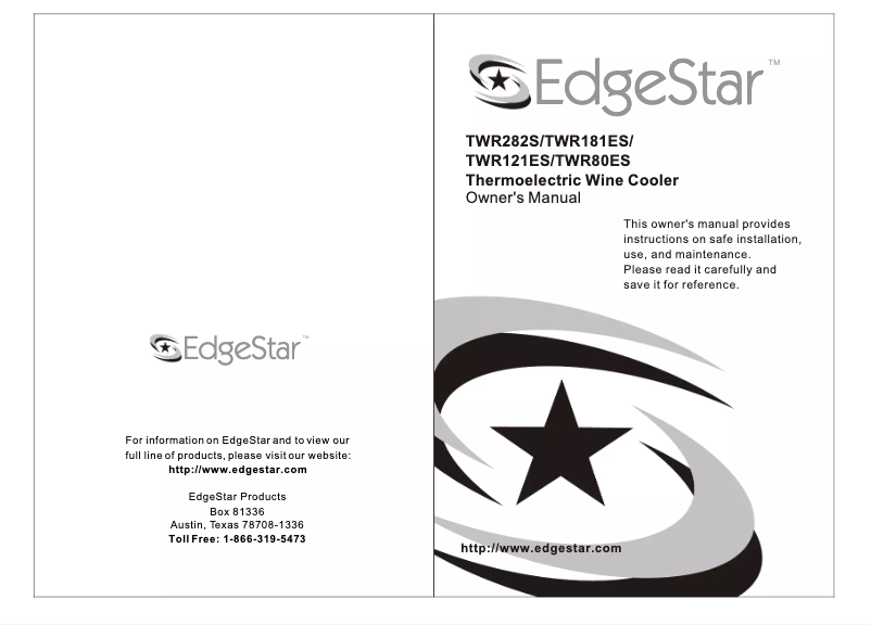 Page 1 of the manual User Manual EdgeStar TWR282S