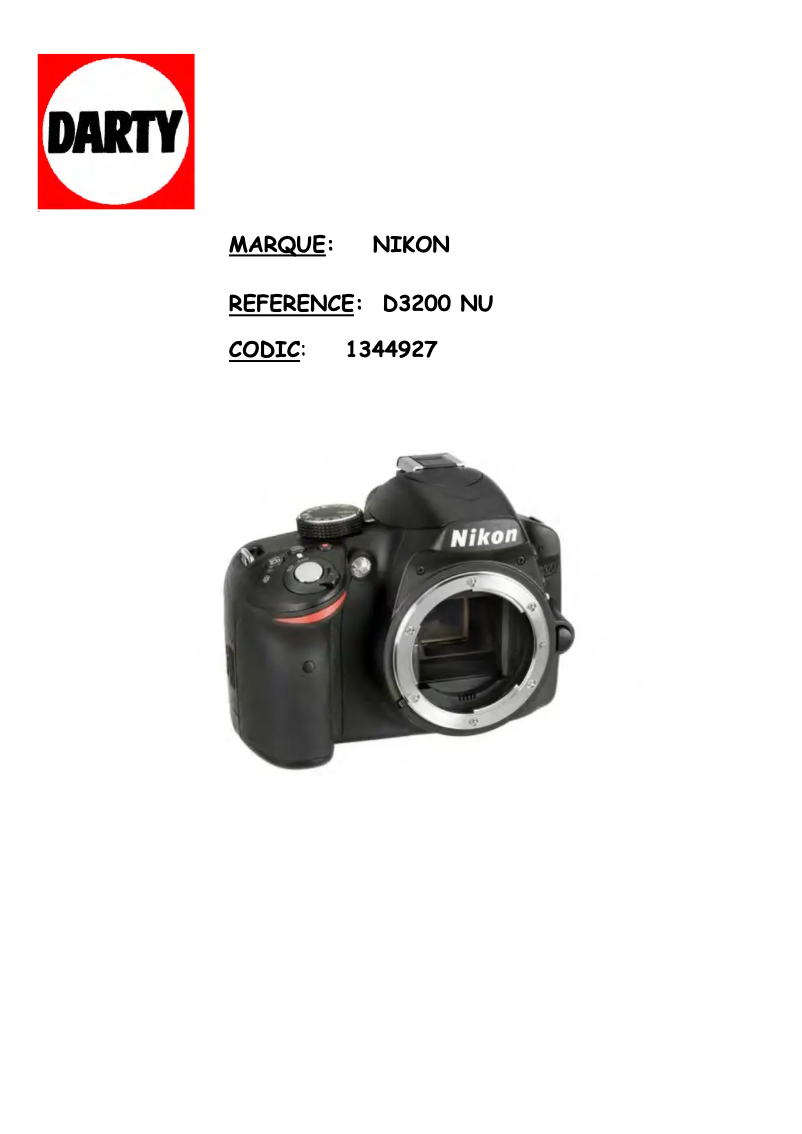 First page image of the manual for D3200
