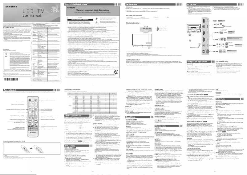 Page 1 of the manual User Manual Samsung UA32T4001AK