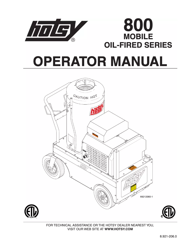 Page 1 of the manual User Manual Hotsy 843