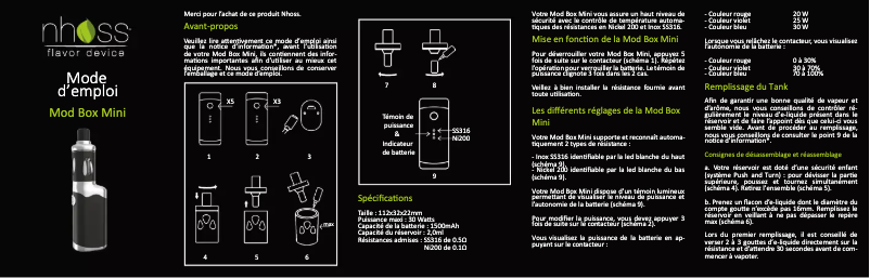 Page 1 of the manual User Manual Nhoss Mod Box Mini
