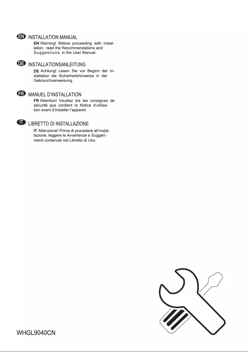 Image de la première page du manuel de l'appareil WHGL9040CN