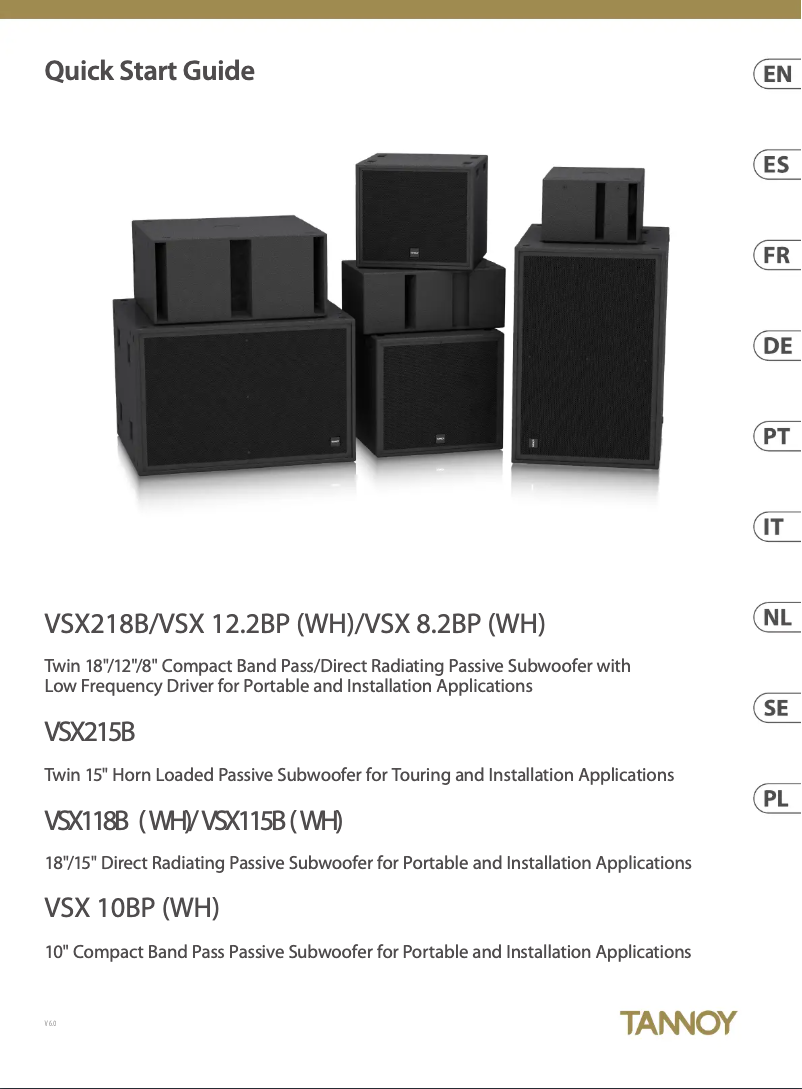 Page 1 of the manual Quick Start Guide Tannoy VSX118B