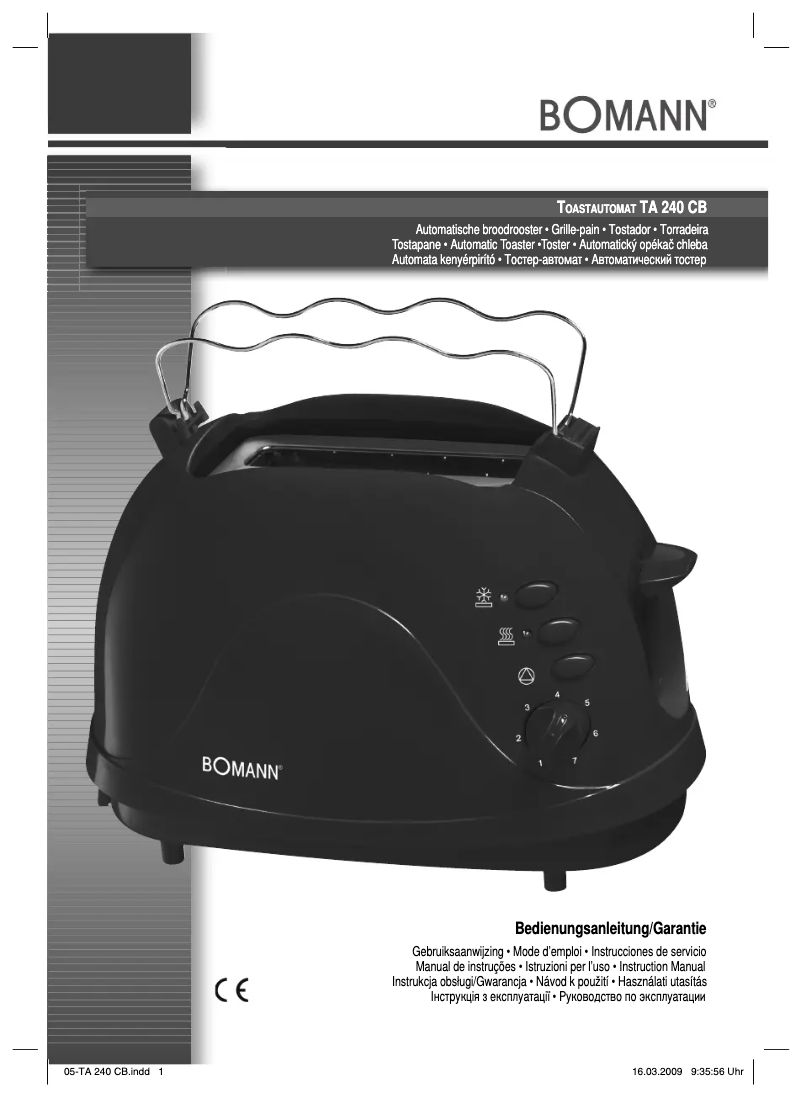 First page image of the manual for TA 240 CB