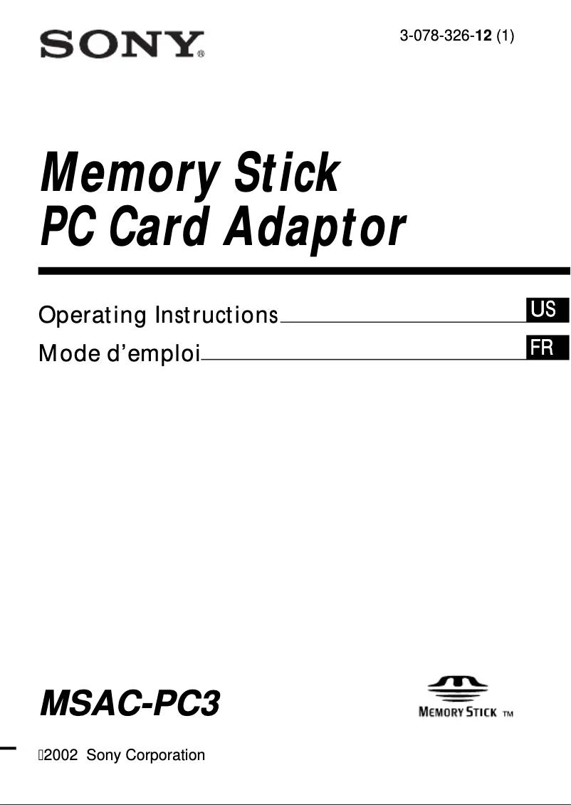 Page 1 of the manual User Manual Sony MSAC-PC3