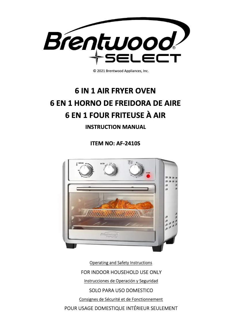 Page 1 of the manual User Manual Brentwood AF-2410S