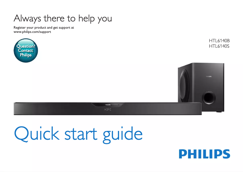 Page 1 of the manual Quick Start Guide Philips HTL6140B