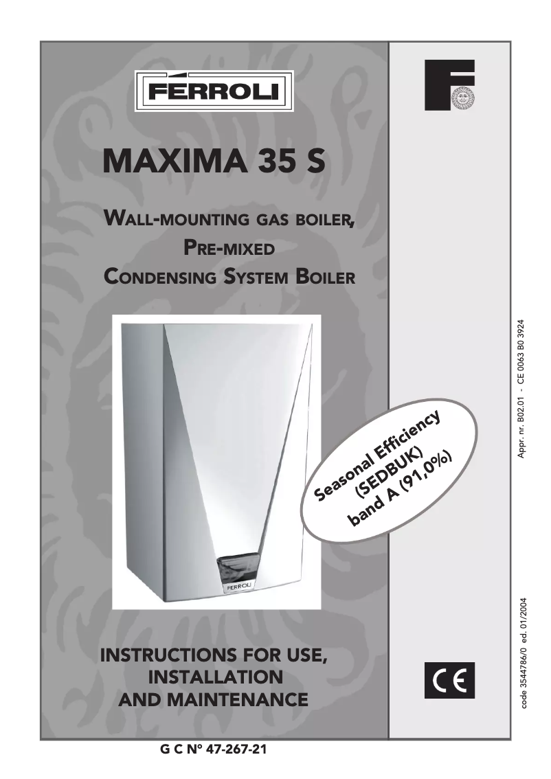 Page 1 of the manual User Manual Ferroli Maxima 35 S