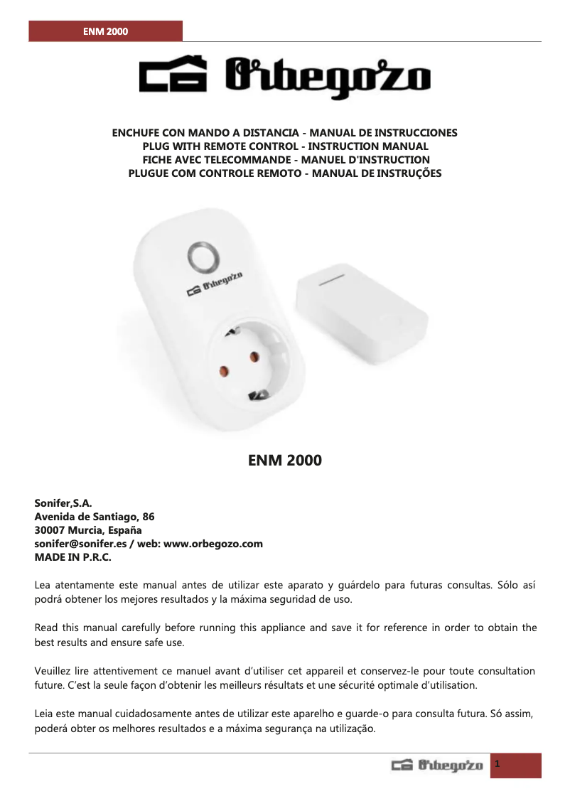 First page image of the manual for ENM 2000