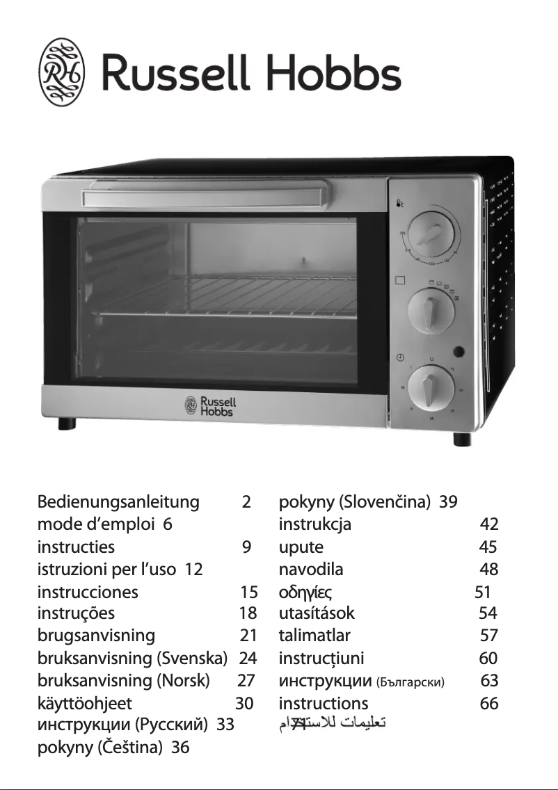 Page 1 de la notice Manuel utilisateur Russell Hobbs Mini-four 20910-56