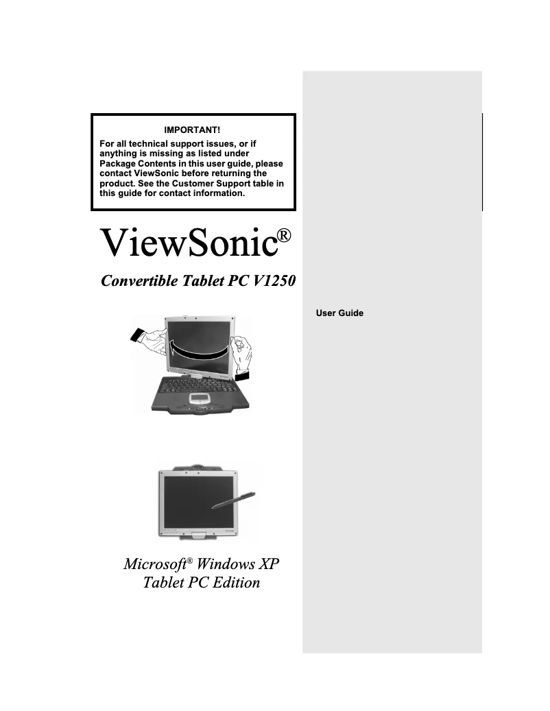 Image de la première page du manuel de l'appareil V1250s