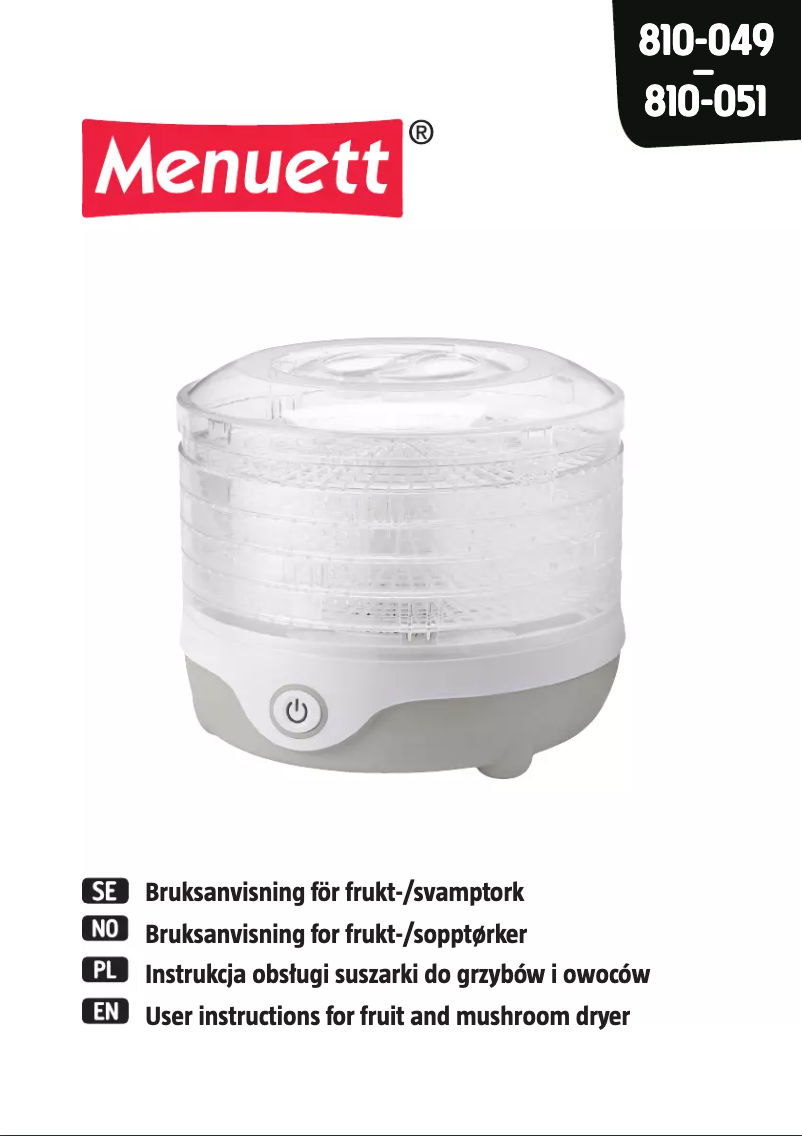 Page 1 of the manual User Manual Menuett 810-051